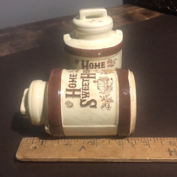 Vintage Home Sweet Home Salt & Pepper Pottery Shakers. - Picture 4 of 13